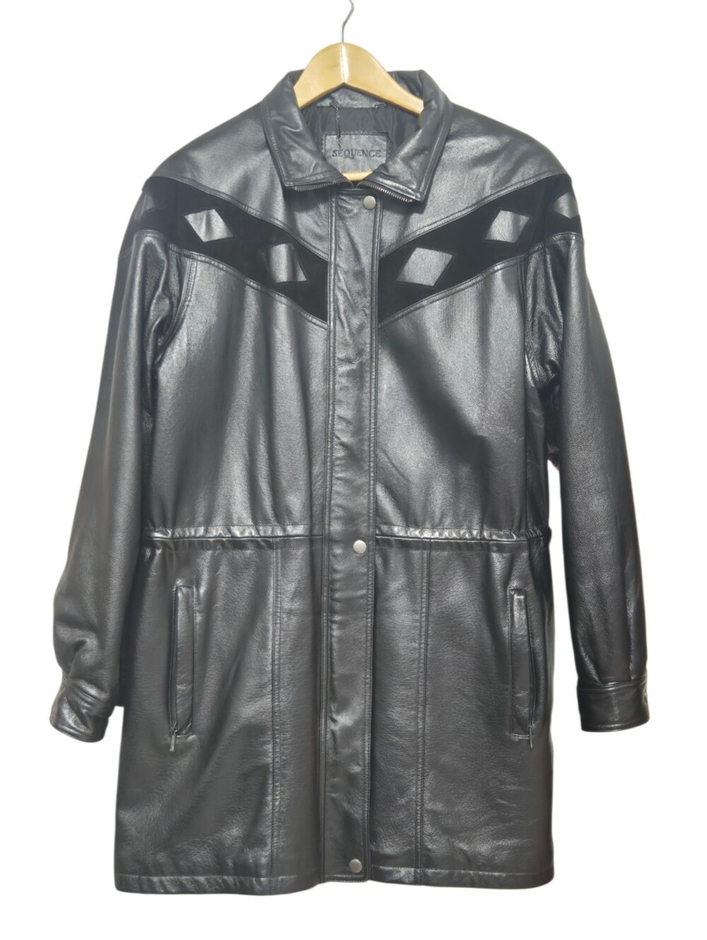 Vintage Sequence Black Genuine Leather & Velvet Western Jacket Women's Size 10 - Picture 4 of 11